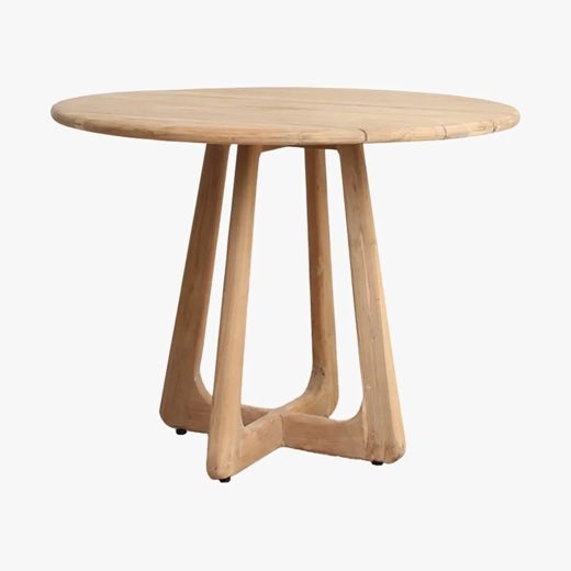 Ronde buitentafel van teak